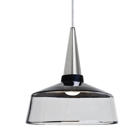 Besa Lighting Baron 10 Cord Pendant, Black/Clear, Satin Nickel Finish, 1x9W LED 1JT-BARON10BK-LED-SN